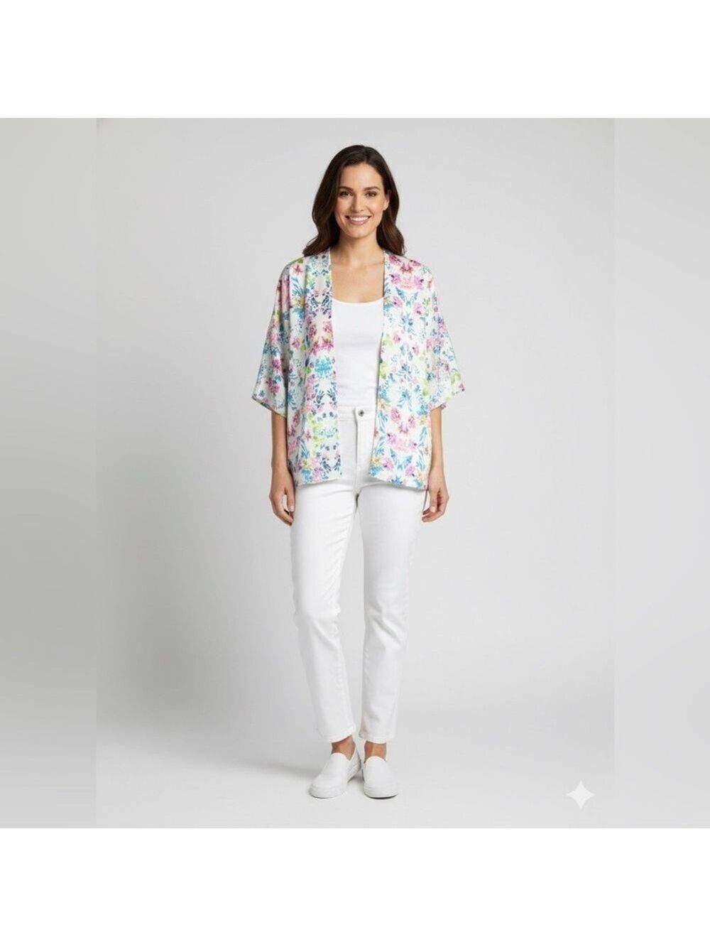 AMANDA UPRICHARD 100% Silk Floral Topper / Kimono / Cardigan MADE IN USA Sz S